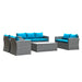 Arlington Outdoor Wicker 7 Person Seating Group with Cushions & Storage