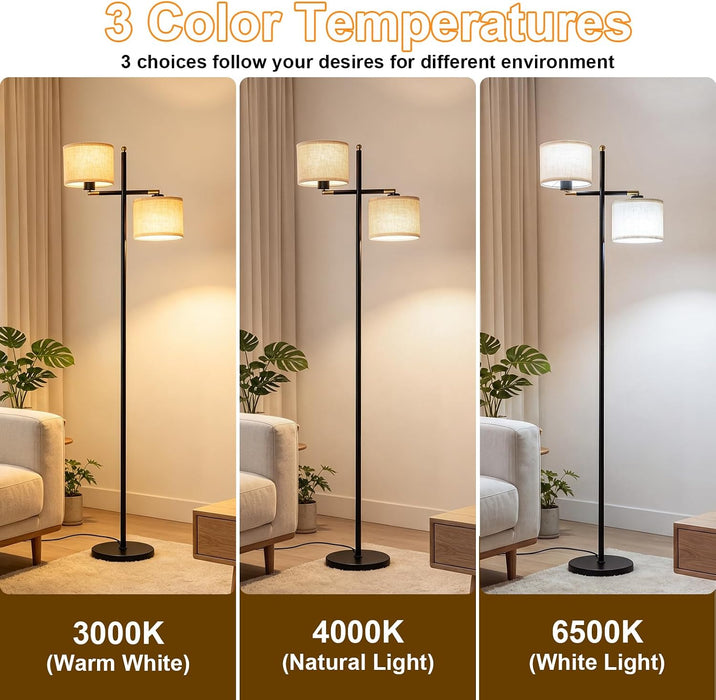Black Floor Lamp for Living Room with Rotatable Shade,Foot Switch