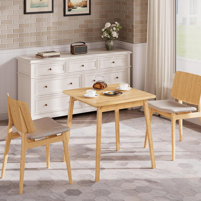 Natural Bamboo Square Dining Table EasyToAssemble TwoSeater