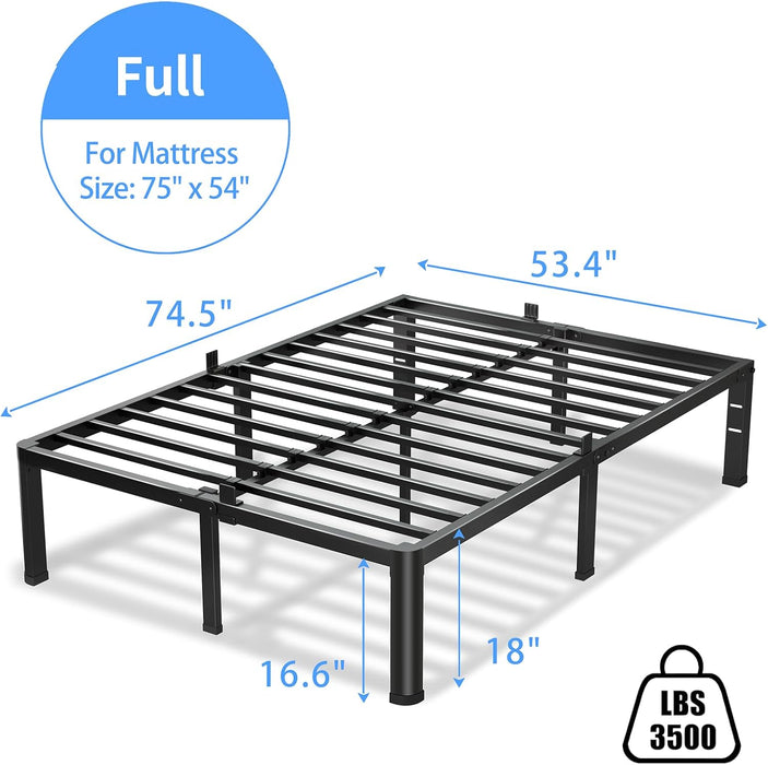 18 Inch Full Bed Frame with round Corners No Box Spring Needed