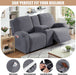 Recliner Loveseat Cover with Middle Console Stretch Reclining Sofa Slipcover for 2 Seat Jacquard Reclining Couch Sofa Covers Furniture Protector with Elastic Straps Bottom (Dark Gray)
