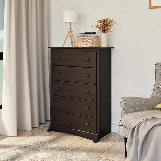 Espresso 5-Drawer Chest with Wide Top