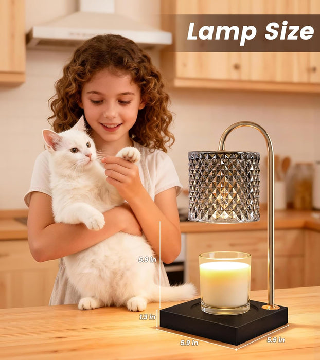 Candle Warmer Lamp with Timer Dimmer, Birthday Gifts for Women Mom, House Warming Gifts, Elegant New Home Decor, Wax Warmer for Jar Candles, Heater Lamp for Scented Wax, Black Glass
