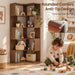 6-Tier L-Shaped Corner Bookshelf, 63" Freestanding Bookcase with Baffle