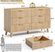 Wood 6 Drawers Dresser, 53.2" W Fluted Modern Dressers for Bedroom