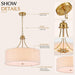 21.8" Large Drum Chandelier, 6-Light Gold Linen Light Fixture
