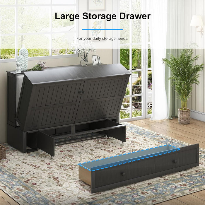 Queen Murphy Bed Cabinet SpaceSavingDesign USB Charging