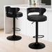 Bar Stools Set of 2, Adjustable Swivel Bar Chairs with Faux Leather Upholstery, Counter Height and Wooden Backrest for Kitchen Islands, Black