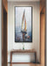 Art,24X48 Inch Modern Abstract Hand Painted Frame Oil Paintings Sailing Boat on the Sea Acrylic Canvas Hanging Painting Living Room Bedroom Wall Art Home Decoration