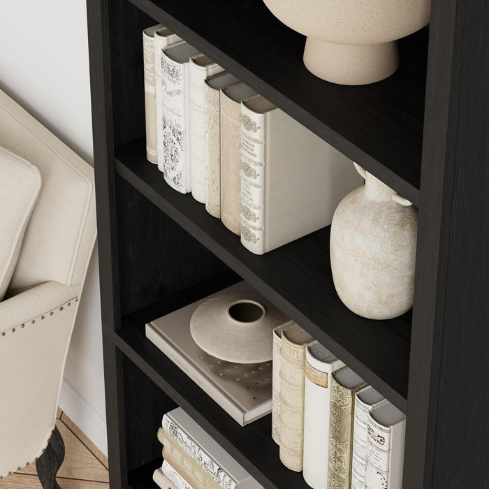 5-Tier Standard Bookshelf, Adjustable Shelves, 72.5"