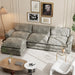 Sectional Sofa 3-Seat L-Shaped Sofa with Reversible Toffee Chair Movable Footrest Sofa,Gray