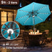 2 Tiers 9Ft Solar Light Patio Umbrella, 40 LED Lights Outdoor Umbrella with Centre Surround Light, Table Market Umbrella for Deck, Pool, Porch, Backyard, Garden (Aqua Blue)
