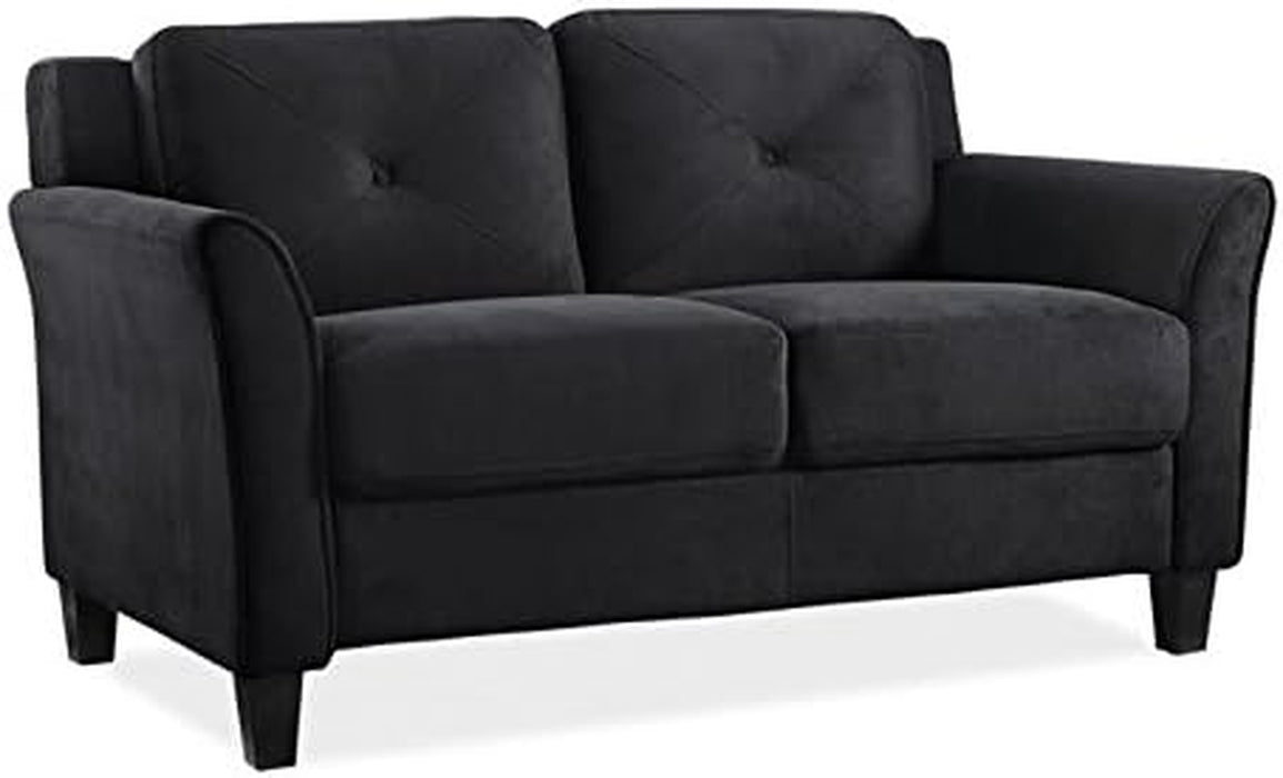 2 Piece Living Room Sofa and Loveseat Set in Black
