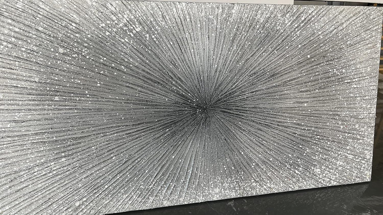 - 24X48 Inch Abstract Art Oil Paintings on Canvas Thick Silver Abstract Artwork Modern Home Decor Canvas Wall Art 24X48Inch