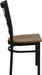 HERCULES Series Black Window Back Metal Restaurant Chair - Cherry Wood Seat