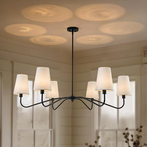 47 Inch MatteBlack Chandelier 6 Light LivingRoomDecor