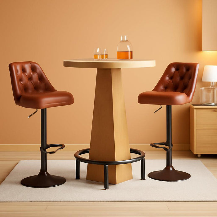 Bar Table, 37.4" High round Pub Table for Small Bars, Dining Room, Kitchen, Wood Color (Only Table)