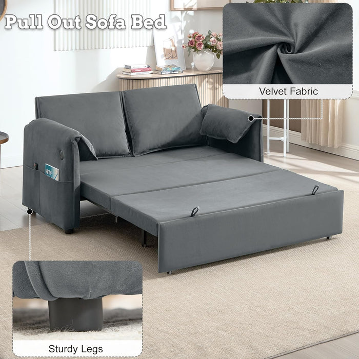 SixtyThreeInch Pullout Velvet SofaBed PremiumEdition