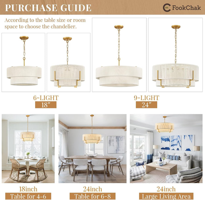 18'' White Woven with Metal Frame Rattan Chandelier