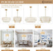 18'' White Woven with Metal Frame Rattan Chandelier