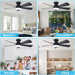Modern Ceiling Fan with Light: 42-Inch Black Small Fans for Bedroom Indoor Outdoor - Dimmable Low Profile Ceiling Fans with Remote Control Flush Mount 5 Reversible Black Blades 6 Speeds Timer
