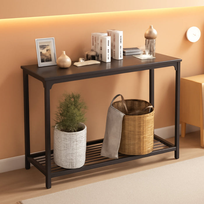Console Table Sofa Table with Mesh Shelves, 2 Tier Entryway Table Foyer Table for Entryway, Front Hall, Hallway, Sofa, Couch, Living Room, Coffee Bar, Kitchen, Grey, 32 Inch