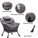 Lazy Chair with Ottoman, Modern Lounge Accent Chair with Armrests and a Side Pocket, Leisure Sofa Armchair, Reading Armchair with Footrest for Small Space, Dark Grey