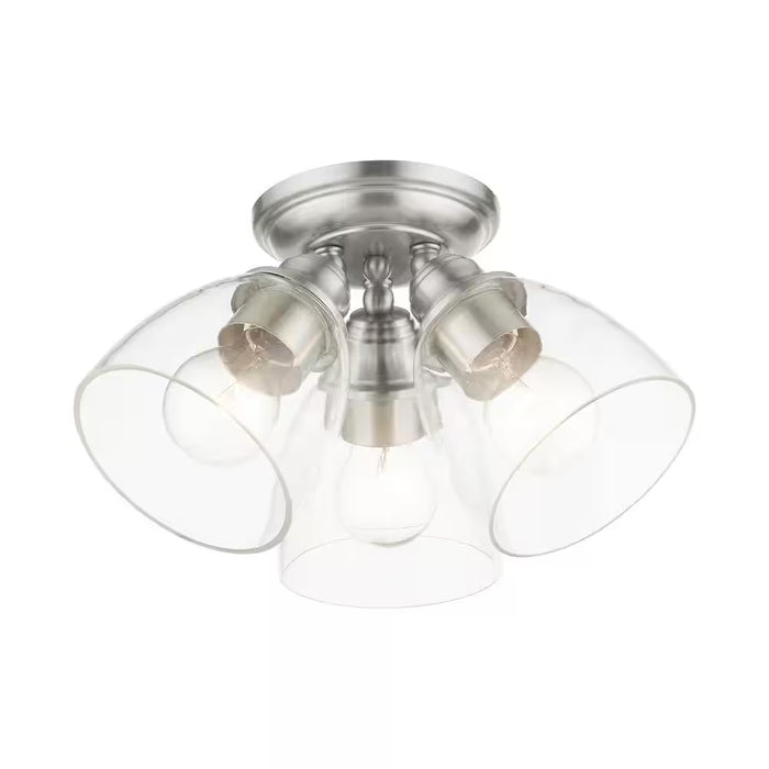 Grandview 3 Light Brushed Nickel Flush Mount