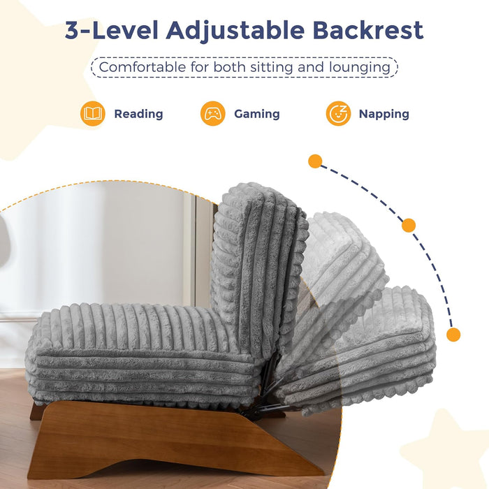 Modern Adjustable Accent Chair with Ottoman, Upholstered Living Room Chair with Footrest Set, Soft Reclining Lounge for Bedroom, Apartment, Office, Grey