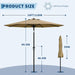 10FT Patio Umbrella - Outdoor Table Umbrella with Smooth Crank Lift, Push Button Tilt and 8 Sturdy Ribs - Market Umbrella UV Protection Waterproof for Pool, Deck, Yard, Garden -Tan
