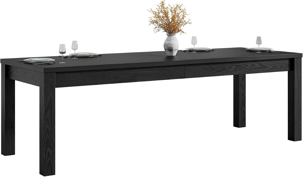 78.7" Large Dining Table for 6 8, Solid Wood Rustic Kitchen Table, Modern Farmhouse Rectangular Dining Desk for Kitchen, Living Room, Black