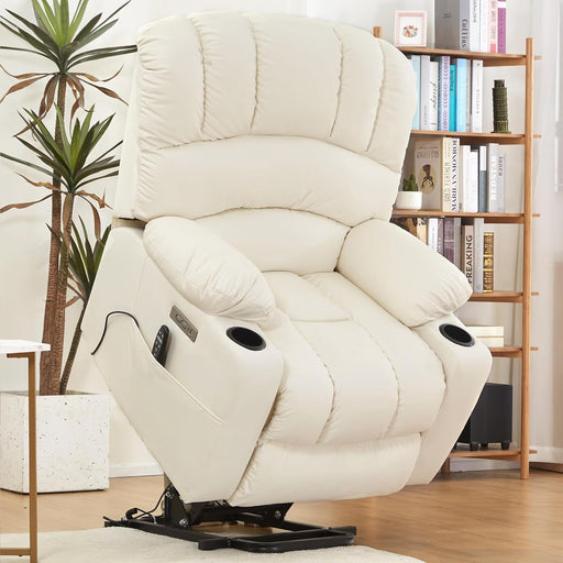 Off-White Power Recliner with Massage & Heat