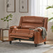 Carlo Oversized Manual Recliner Chair with Cup Holder, Faux Leather Recliner Sofa, Modern Reclining Accent Chair, Sturdy Wooden Frame, Brown
