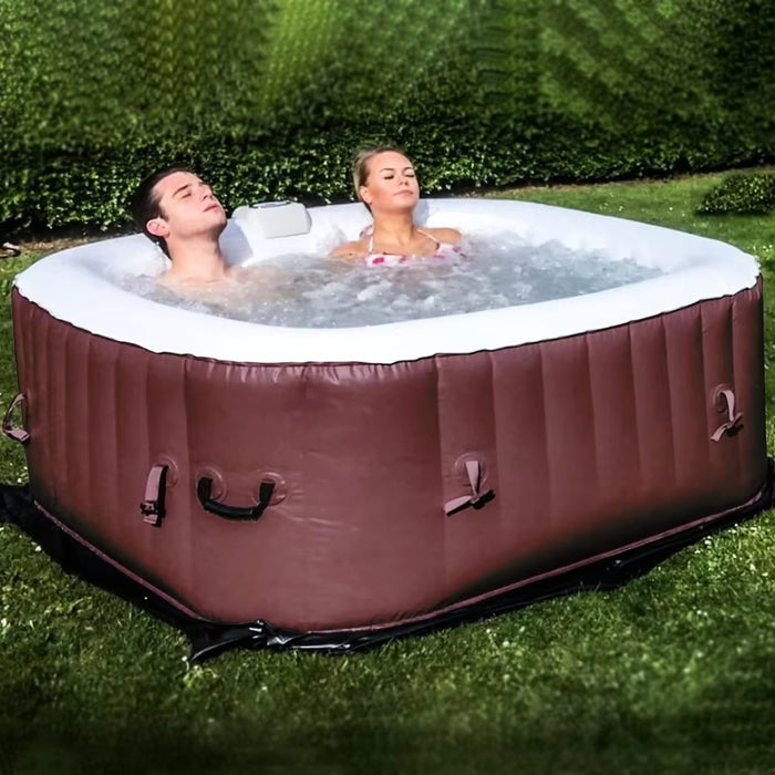 Portable Hot Tub, 61X61X26 Inches, Air Jet Spa, Inflatable Square with 120 Bubble Jets, Fits 2-3 Adults, Outdoor Hot Tub Spa