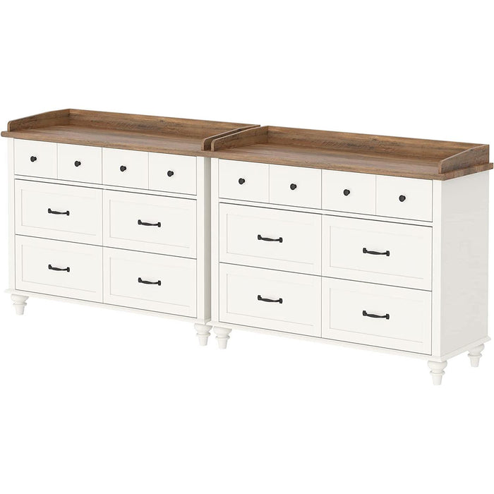 2-In-1 Mid-Century Modern White Dresser TV Stand