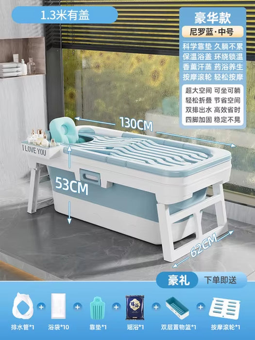 Portable Folding Bathtub for Adults Hot Bath Spa Plastic Bathtubs Children Swimming Pool Bucket Sauna Lid Cover House Bath Tub Z