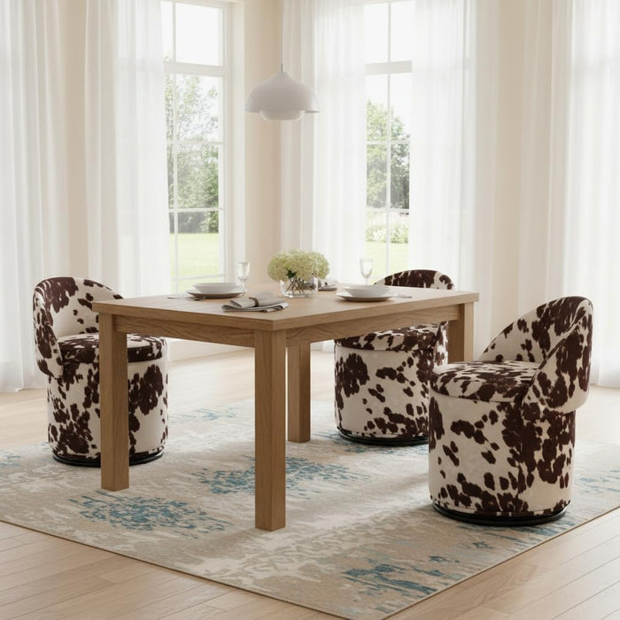 Modern round Swivel Vanity Storage Stool with Foldable Backrest, Linen Upholstered Ottoman with Removable Lid, Footrest Makeup Stool for Living Room Bedroom, Brown Milk Cow