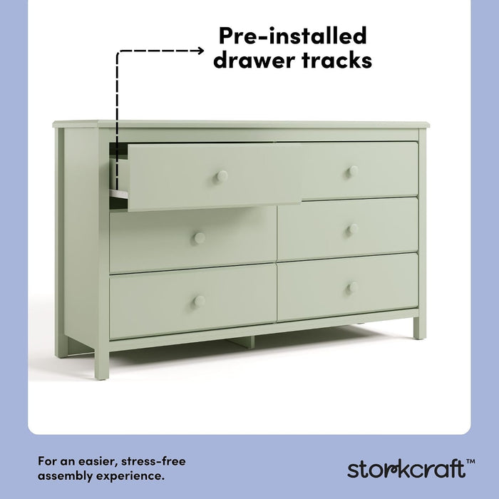 Alpine 6-Drawer Double Dresser, Sage