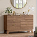 7 Drawer Fluted Dresser for Bedroom, Mid Century Modern Wooden Dresser with 7 Drawers, Dressers & Chests of Drawers with Metal Handle, TV Stand & Storage Organizer for Entryway, Hallway, Walnut