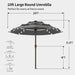 10Ft 3-Tier Patio Umbrella with Solar Lights, Table Umbrella Outdoor Patio with Easy Crank & Tilt, 8 Sturdy Ribs, UV Protection, 32 LED Lights for Deck, Poolside, Market (Grey)