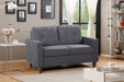 Modern Linen Loveseat Light-Gray Piped Tapered Legs