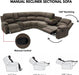 Manul Recliner Sectional Sofa for Living Room, Corduroy Fabric Sectional Reclinig Couch L Shape Recliner Sofa with Cup Holders, Storage Console and Drop down Table (Peanut)