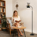 65.3" Floor Lamps for Living Room, Black Floor Lamp for Bedroom, Dual-Base Industrial Standing Lamp, Adjustable-Head Corner Lamp, Modern Tall Lamp, Living Room Light, Bulb Included, Black