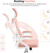 Ergonomic Office Chair, High Back Mesh Desk Chair with Flip-Up Armrests, Adjustable Headrest Computer Chair with Lumbar Support for Home Oiffce Gaming Room, White/Pink