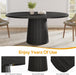 Oval Dining Table for 6 People, 55.11-Inch Farmhouse Kitchen Dinner Table with Cylindrical Pedestal (All Black)