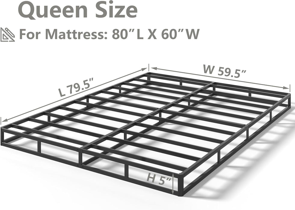 5 Inch Box Spring for Queen Bed, Heavy Duty 3000 LBS Metal Bed Base with Easy Clean Fabric Cover Easy Assembly Mattress Foundation