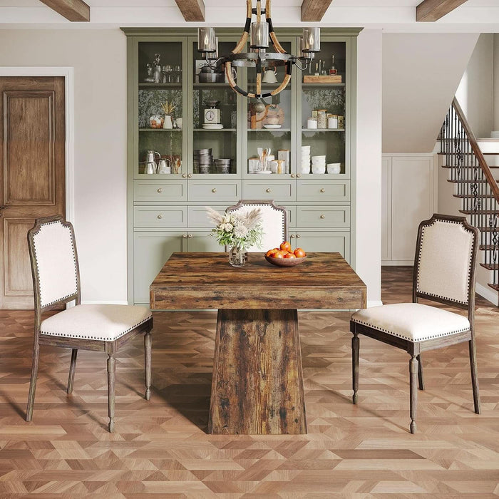 Square Dining Table for 4, 31.5" Farmhouse Small Kitchen Table