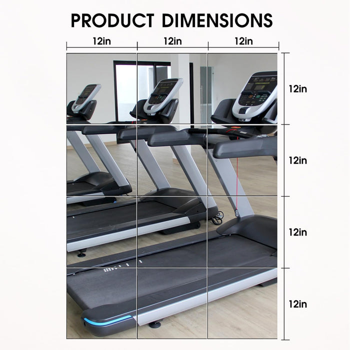 Home Gym Mirrors 12 Inch X 12PCS, HD Glass Wall Mounted Mirror Tiles for Home Gym, Bedroom, Living Room, Door, Closet