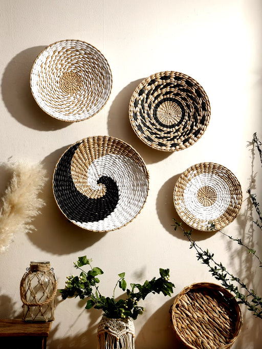 Seagrass Wall Hanging Decor Wall Basket Boho Home Decoration Handmade Natural Wall Art for Kitchen Bedroom Living Room Ornament