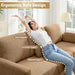 Ginger LinenFabric 83.5 Inches DeepSeat Upholstered Sofa